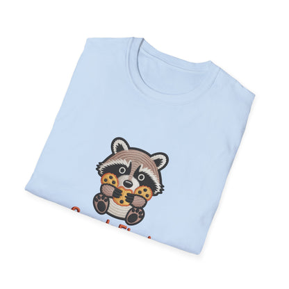 Irresistible "Snack First Mood Second" Raccoon T-Shirt | Cute Foodie Comfort Tee & Funny Gift