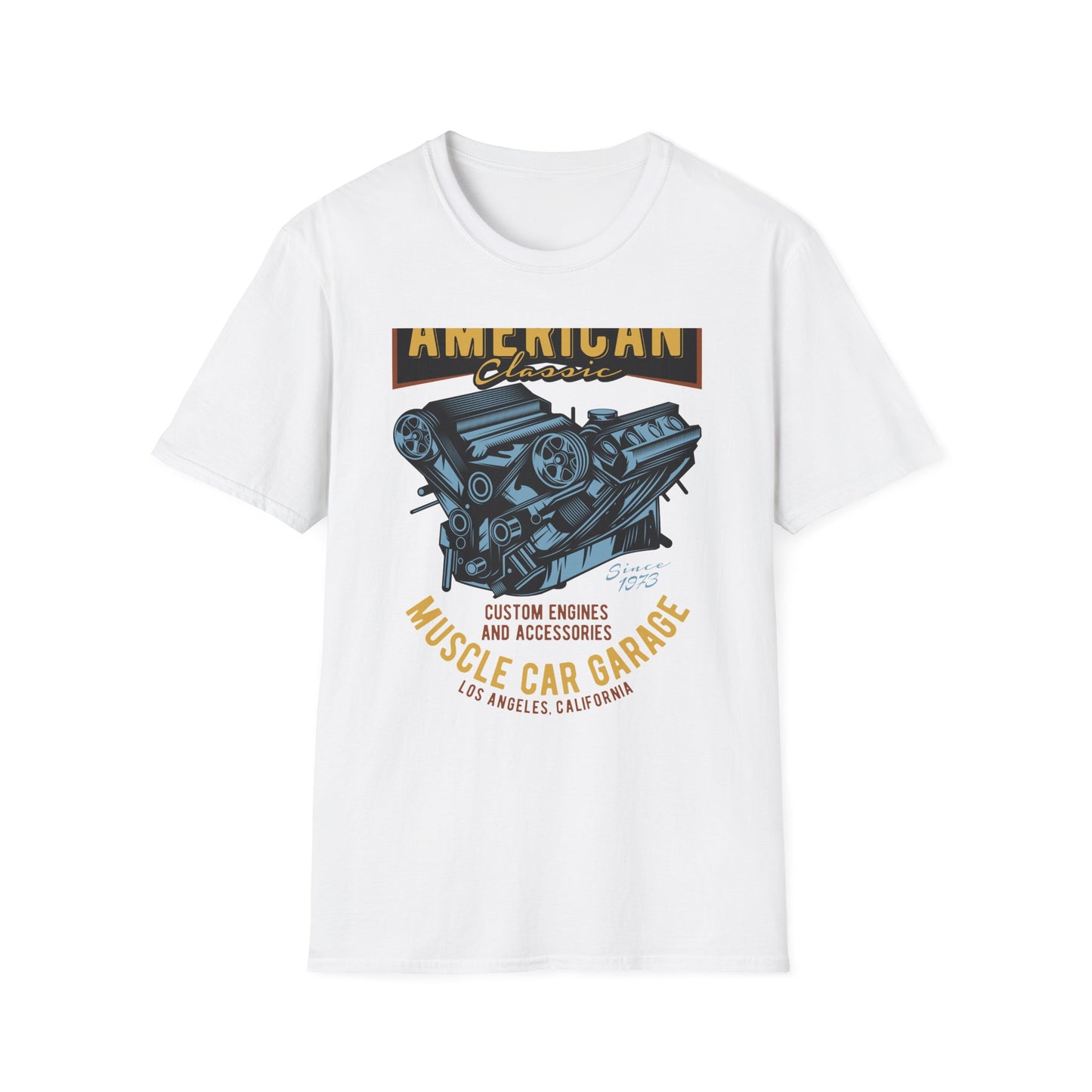 Epic American Classic Muscle Car V8 Engine T-Shirt | Authentic Garage Mechanic Tee | Since 1973 Vintage Car Lover Gift