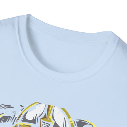 Majestic Viking T-Shirt: Legendary Norse Warrior with Golden Horned Helmet & Braided Beard - Epic Men's Tee Gift