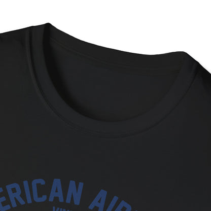 Vintage Skeleton Pilot Biplane T-Shirt - American Airways Fly Away Retro Aviation & Thrilling Thumbs Up Tee
