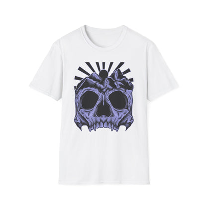 Mystical Mountain Skull T-Shirt | Striking Dark Art Tee with Cosmic Rays - Unique Gothic Nature Graphic for Adventurers & Aesthetic Lovers