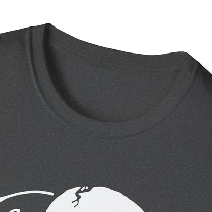 Striking Gothic Cat & Skull T-Shirt | Unique Black & White Abstract Art Tee for Edgy Souls & Dark Nature Lovers