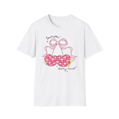 Irresistible 'Love You Cherry Much' T-Shirt | Cute Pink Heart Cherry Tee | Sweet Retro Vibe Valentine's Gift