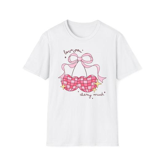 Irresistible 'Love You Cherry Much' T-Shirt | Cute Pink Heart Cherry Tee | Sweet Retro Vibe Valentine's Gift