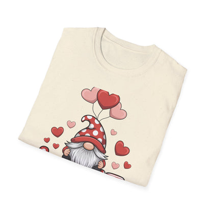 Charming Valentine Gnome Love T-Shirt | Cute Heart Design & Polka Dot Hat | Sweet Holiday Gift for Her