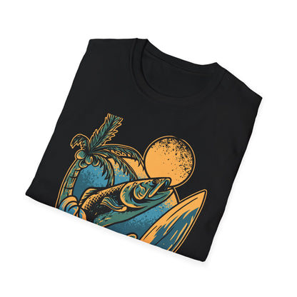 Epic Jumping Fish T-Shirt - Vintage Tropical Ocean Surf & Fishing Tee for Beach Lovers & Anglers - Cool Summer Apparel