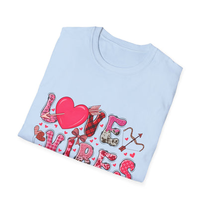 Charming Love Vibes T-Shirt | Trendy Valentine's Day Hearts, Plaid & Leopard Print Tee for Women