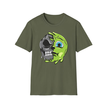 Epic Melting Skull & Slime T-Shirt - Vibrant Half-Skull Gooey Monster Graphic Tee for Edgy & Alternative Style