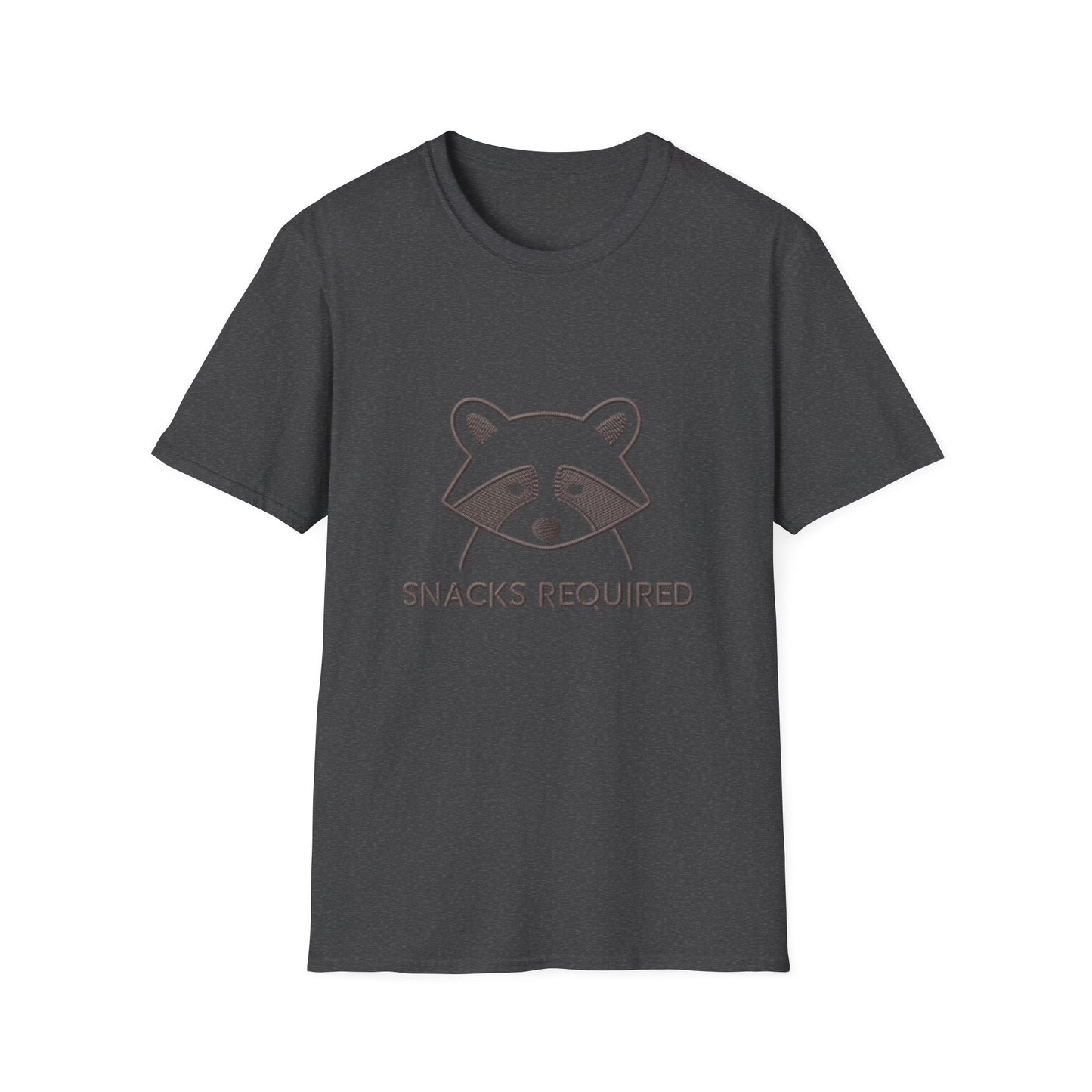 Hilarious Raccoon 'Snacks Required' T-Shirt – Adorable Animal Lover Funny Graphic Tee for Foodies & Casual Wear