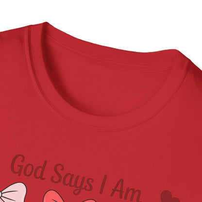 Uplifting God Says I Am T-Shirt | Empowering Christian Faith Tee for Women | Divine Self-Worth Affirmation Gift