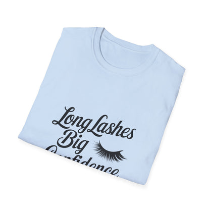 Glamorous Long Lashes Big Confidence T-Shirt | Empowering Women's Beauty & Makeup Lover Tee