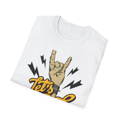 Epic Let's Rock On T-Shirt - Electrifying Rock N Roll Hand Sign Tee for Music Lovers & Concerts | Dynamic Spiked Wristband Design