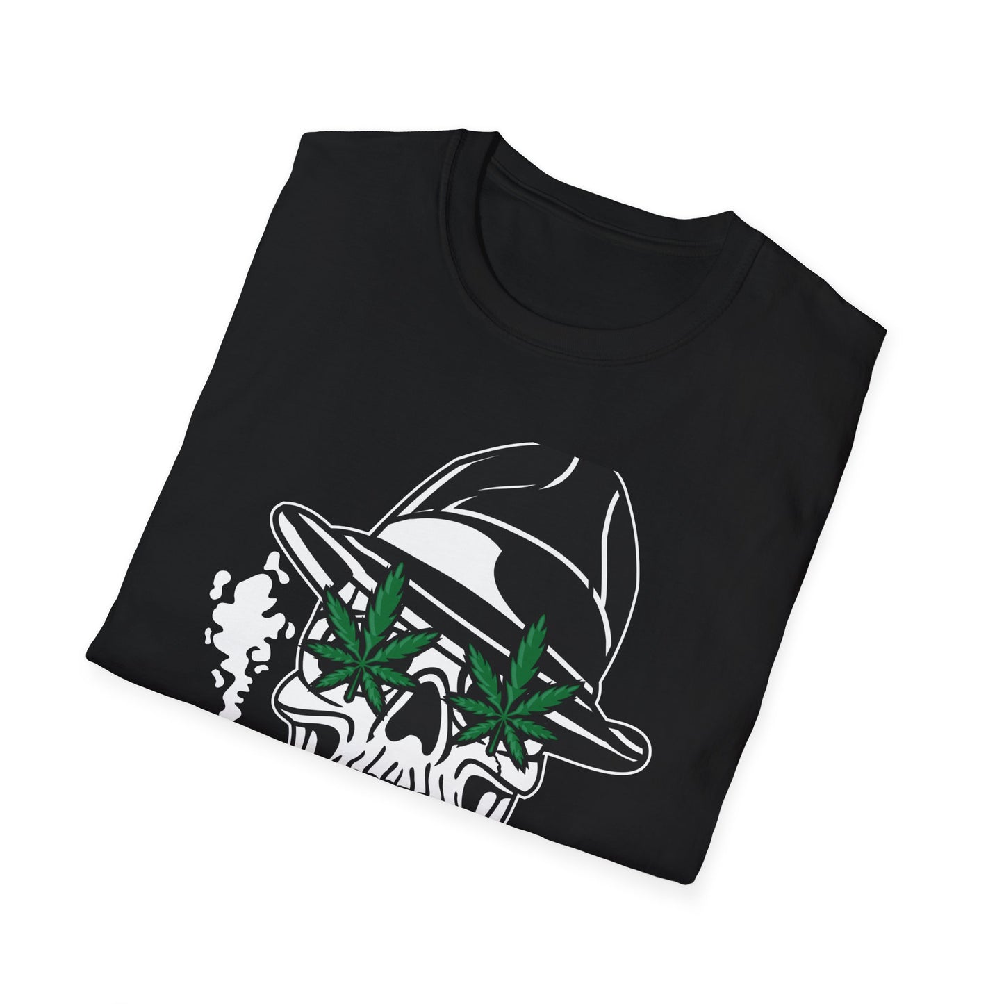 Dope Stoner Skull T-Shirt with Cannabis Leaves & Fedora Hat - Unique 420 Smoker Tee | Epic Pot Leaf Design Apparel