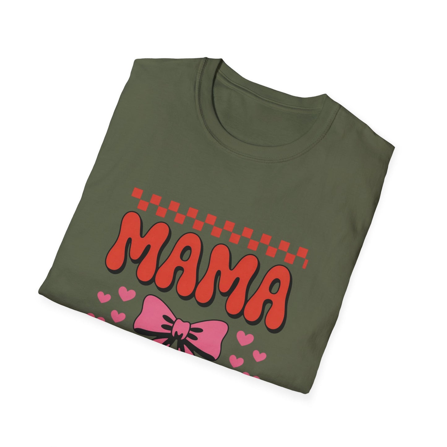 Retro Mama T-Shirt - Cute Pink Bow & Hearts Tee | Perfect Mother's Day Gift for Groovy Moms & New Moms