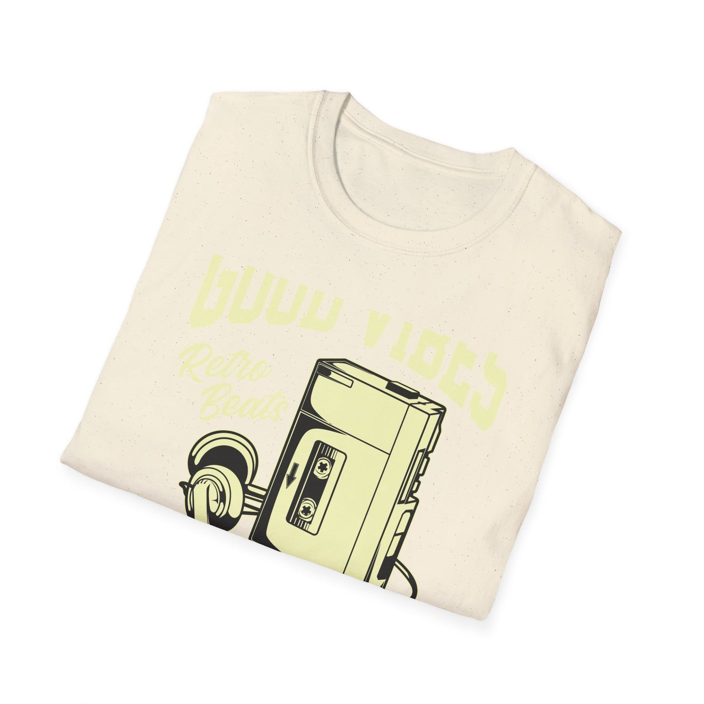 Awesome Retro 80s Music Good Vibes T-Shirt - Vintage Cassette Player & Headphones Tee | Nostalgic Portable Stereo Gift