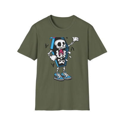Hip Hop Skeleton Coffin Tee | Spooky Cool Streetwear T-Shirt with Sneakers & Bats | Unique Urban Style Graphic