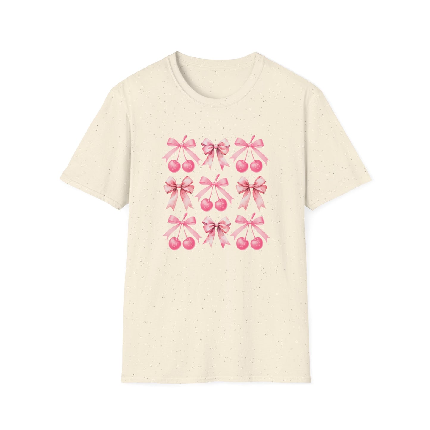 Chic Pink Bow & Cherry Heart T-Shirt | Adorable Coquette Aesthetic Tee | Sweet Girly Fashion Top for Women & Teens