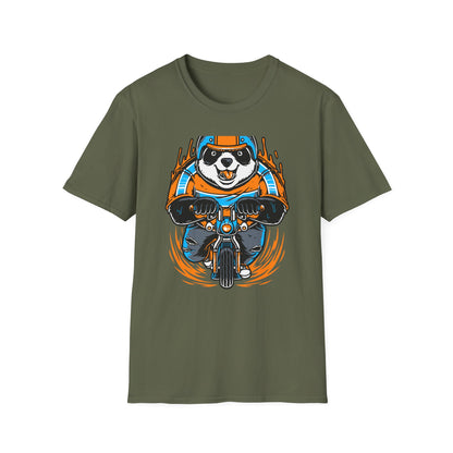 Epic Panda Biker T-Shirt! Cool Motorcycle Riding Animal Graphic Tee. Vibrant, Unique & Fun for Riders & Panda Lovers. Must-Have!
