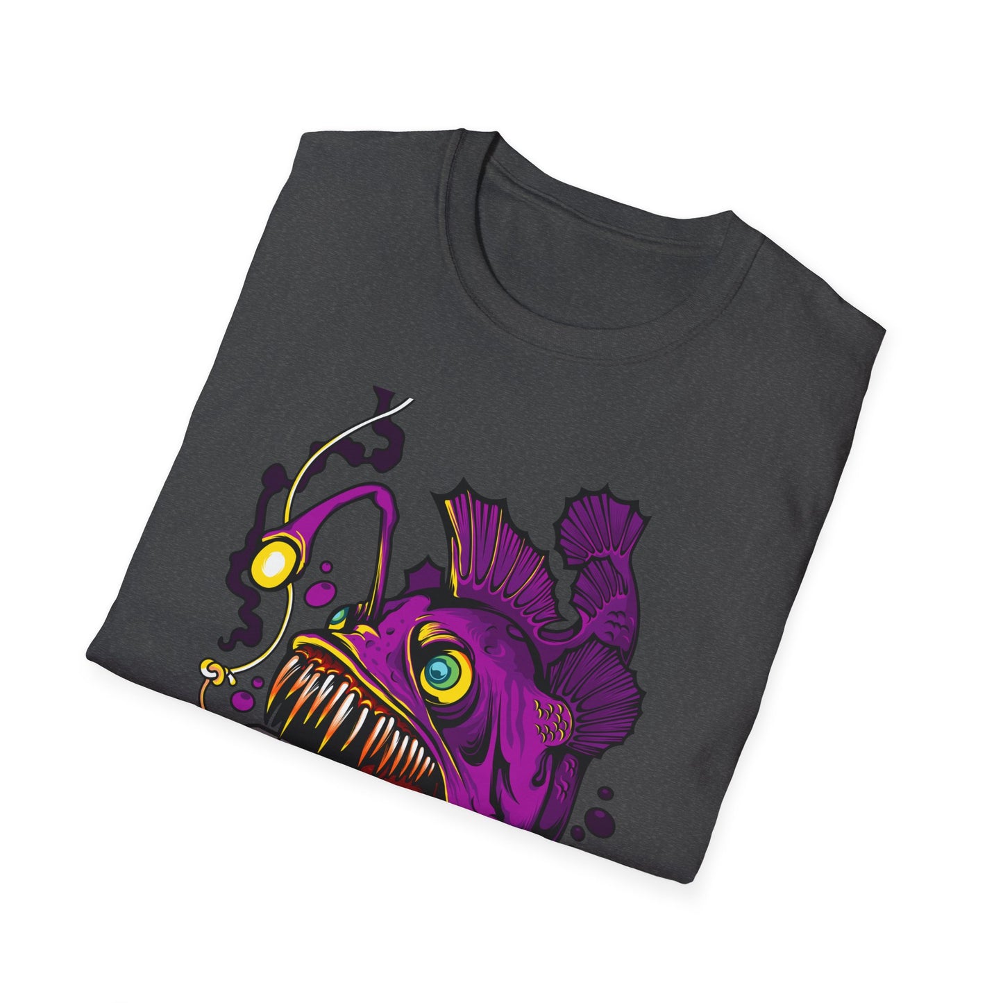 Fierce Anglerfish Smartphone T-Shirt - Deep Sea Tech Monster Graphic Tee | Unique & Trendy Gift for Gamers