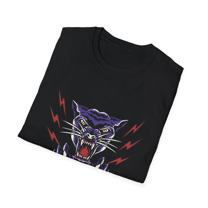 Fierce Purple Panther Lightning T-Shirt | Striking Wildcat Roar Graphic Tee for Edgy Style | Unleash Power!