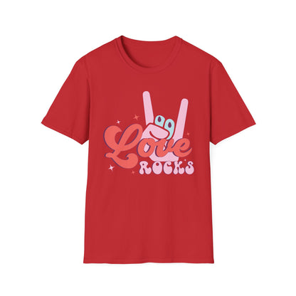 Epic Groovy 'Love Rocks' T-Shirt | Retro Rock On Hand Gesture Tee | Vibrant Vintage Music Lover Top