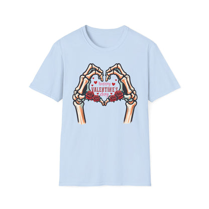 Romantic Skeleton Hands Heart T-Shirt | Till Death Do Us Part Valentine's Day Love Tee | Unique Rose Gift