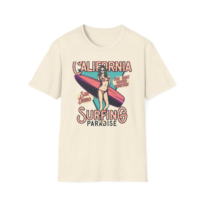 California Surfing Paradise T-Shirt | Retro San Diego Beach Babe Tee - Iconic Summer Waves & Vacation Apparel