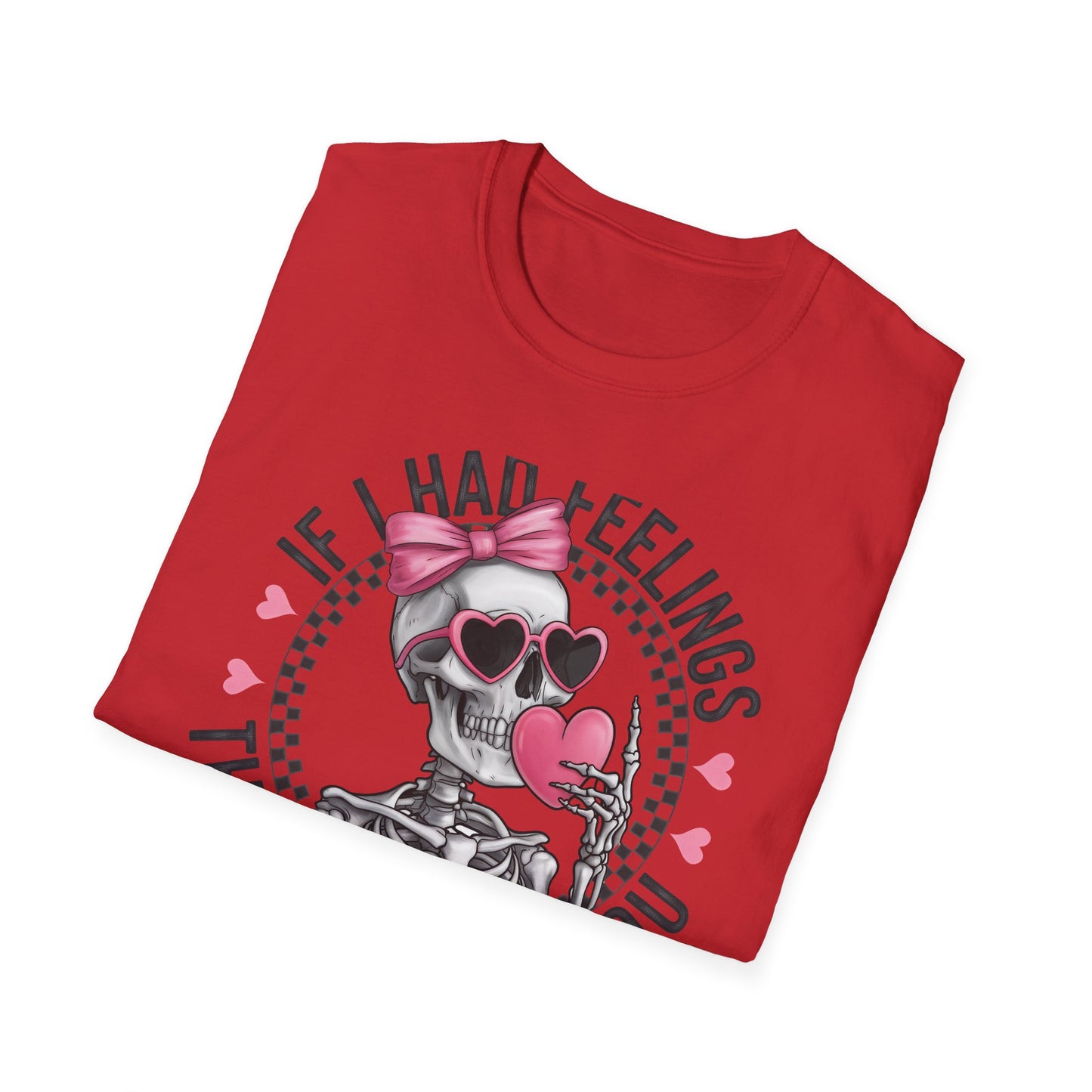 Sarcastic Skeleton Love T-Shirt | Edgy Pink Heart Sunglasses & Bow Graphic Tee | Funny Valentine's Day Gift for Her