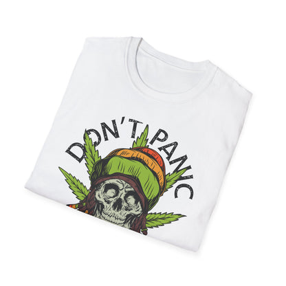 Don't Panic It's Organic Rasta Skull T-Shirt - Chill Cannabis Reggae Tee | Unique Stoner Gift for Him/Her