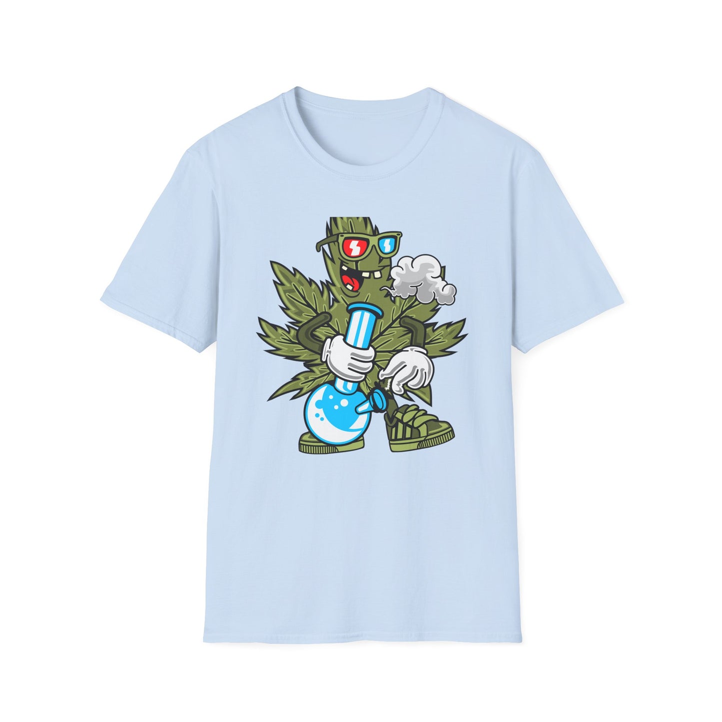 Epic 420 Stoner Leaf T-Shirt - Funny Cartoon Weed Character Bong Tee - Rad Cannabis Culture Gift for Men & Women