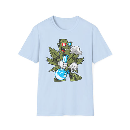 Epic 420 Stoner Leaf T-Shirt - Funny Cartoon Weed Character Bong Tee - Rad Cannabis Culture Gift for Men & Women