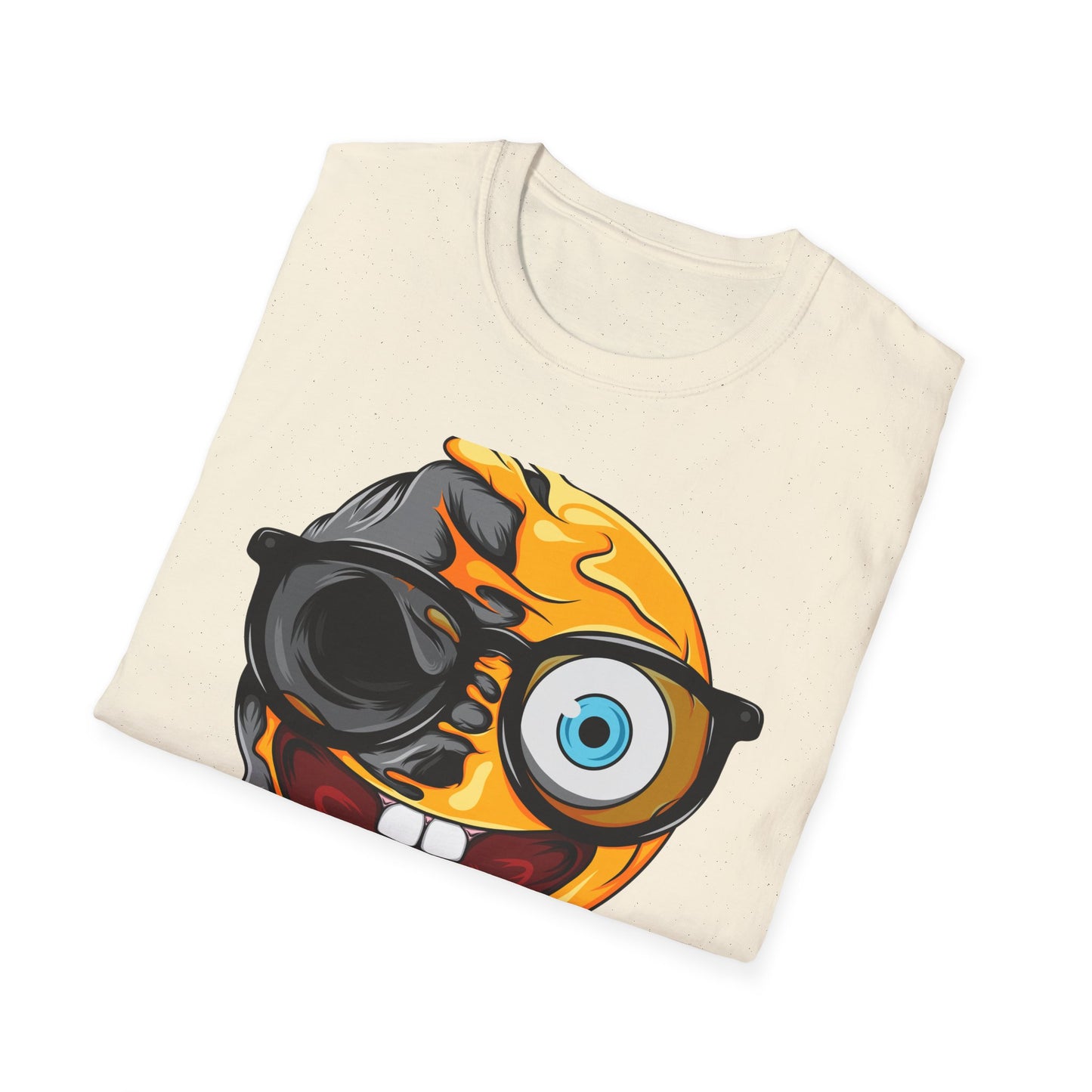 Bold Melting Skull Emoji T-Shirt | Edgy Dripping Face with Cool Glasses | Unique Trendy Tee for Halloween & Streetwear Lovers