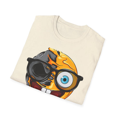 Bold Melting Skull Emoji T-Shirt | Edgy Dripping Face with Cool Glasses | Unique Trendy Tee for Halloween & Streetwear Lovers