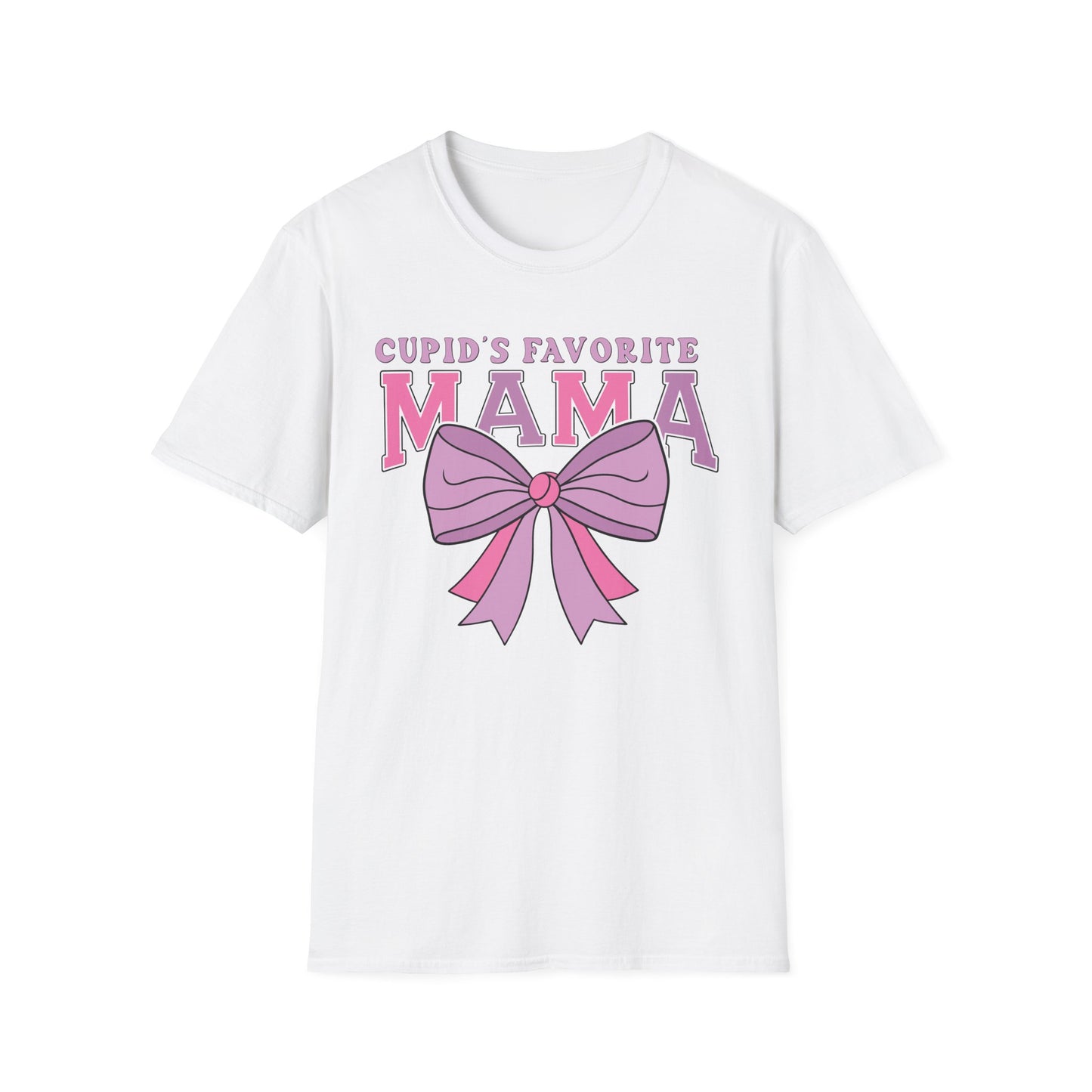 Cupid's Favorite Mama T-Shirt | Unique Valentine's & Mother's Day Gift for Her | Cute Pink Bow Graphic Tee
