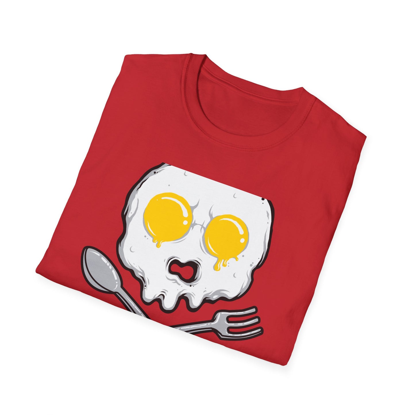 Epic Fried Egg Skull & Cross Utensils T-Shirt | Breakfast Lover & Chef Foodie Graphic Tee