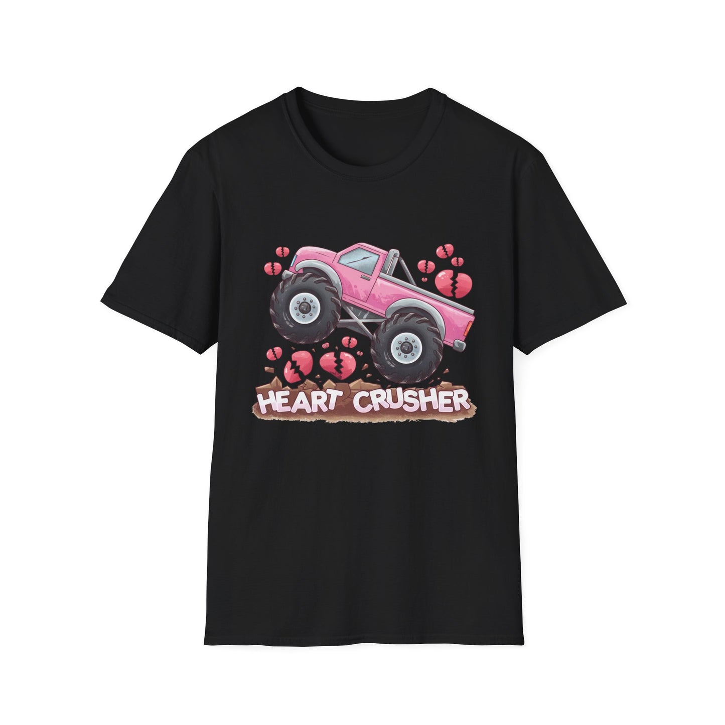 Epic Heart Crusher Monster Truck T-Shirt | Anti-Valentine's Day Breakup Tee | Sarcastic Love Humor Top