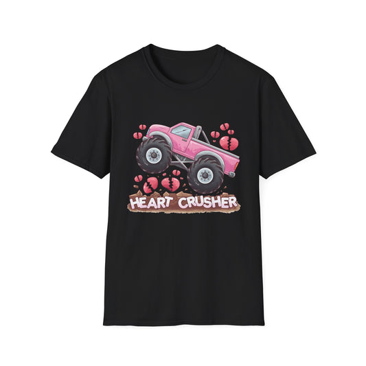 Epic Heart Crusher Monster Truck T-Shirt | Anti-Valentine's Day Breakup Tee | Sarcastic Love Humor Top