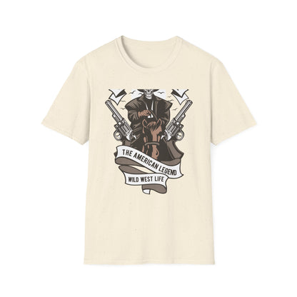 Legendary Wild West Skeleton Cowboy T-Shirt - Iconic American Legend & Vintage Outlaw Rider Tee for Men, Epic Western Culture Fan Gift