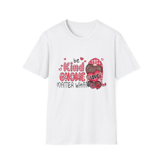Adorable Kind Gnome Love T-Shirt - Sweet Valentine's Day Gift for Her | Charming Plaid & Polka Dot Design Tee