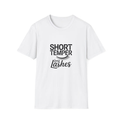 Sassy "Short Temper Long Lashes" T-Shirt for Women | Funny Attitude & Beauty Graphic Tee | Trendy Must-Have Gift