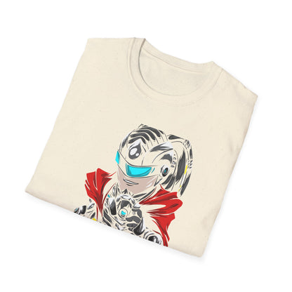 Dynamic Cyberpunk Graffiti T-Shirt - Futuristic Street Art Hero Tee for Gamers & Urban Artists