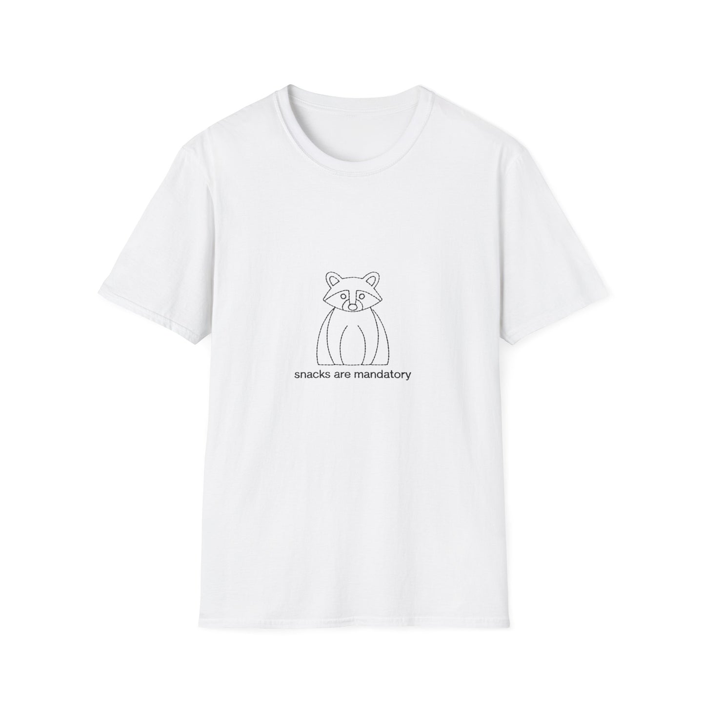 Hilarious Raccoon "Snacks are Mandatory" T-Shirt | Adorable Animal Lover & Foodie Tee | Must-Have Comfort Apparel