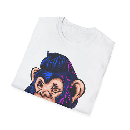 Bold Punk Chimp T-Shirt | Edgy Monkey with Attitude & Rad Pompadour Hair | Unique Streetwear Animal Art Tee