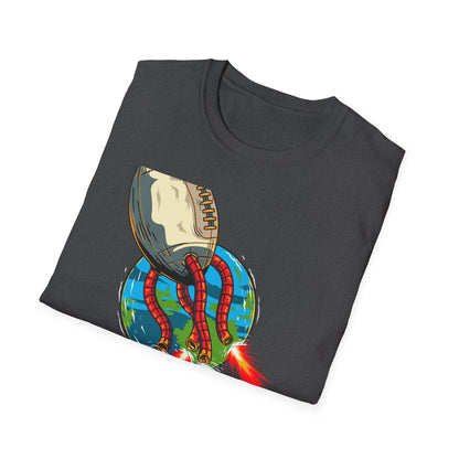 Epic Football Rocket Launch T-Shirt - Dynamic Sports & Sci-Fi Fan Apparel