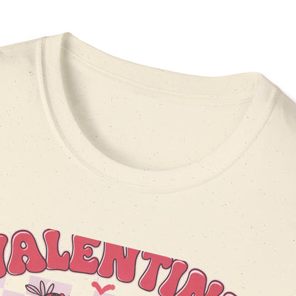 Groovy Valentine Vibes T-Shirt | Adorable Retro Heart Peace Sign Tee with Flower Crown for Valentine's Day