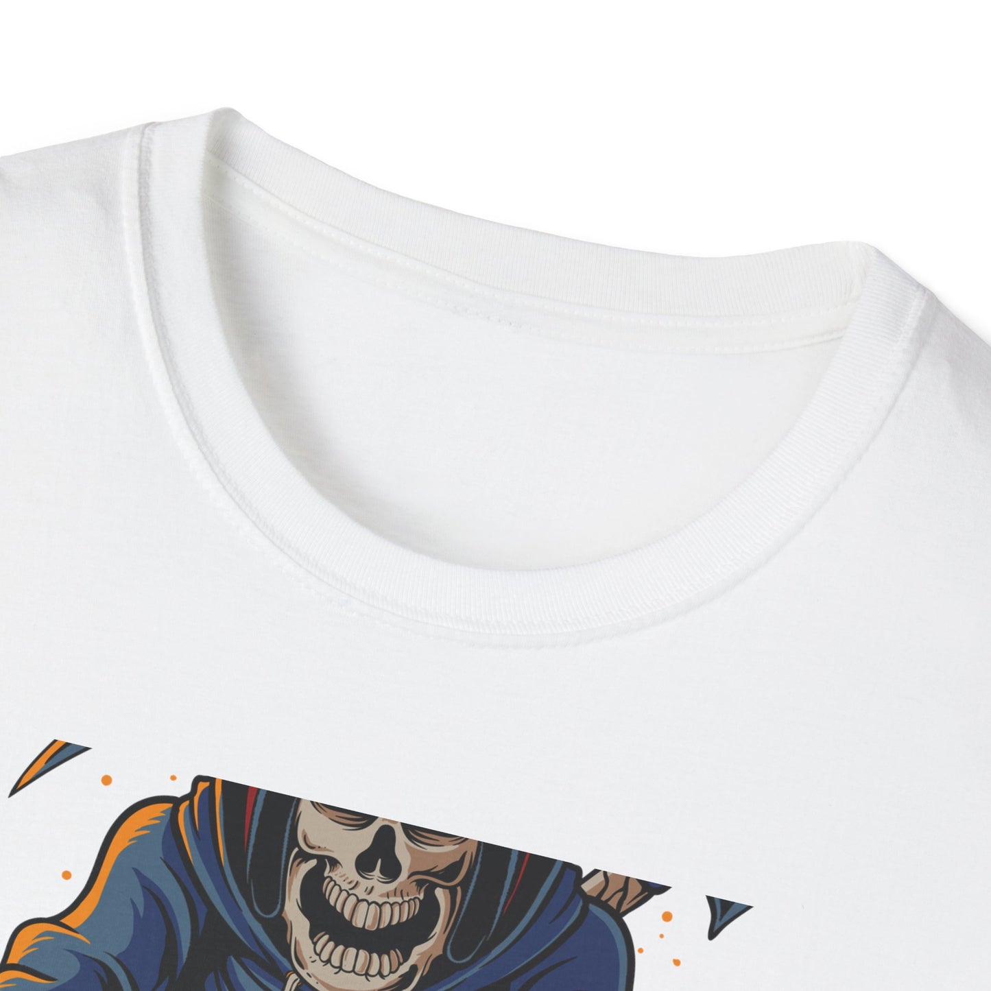 Epic Grim Reaper Biker T-Shirt | 'Death Race' Skeleton Motorcycle Graphic Tee for Bold Riders & Edgy Streetwear Fans