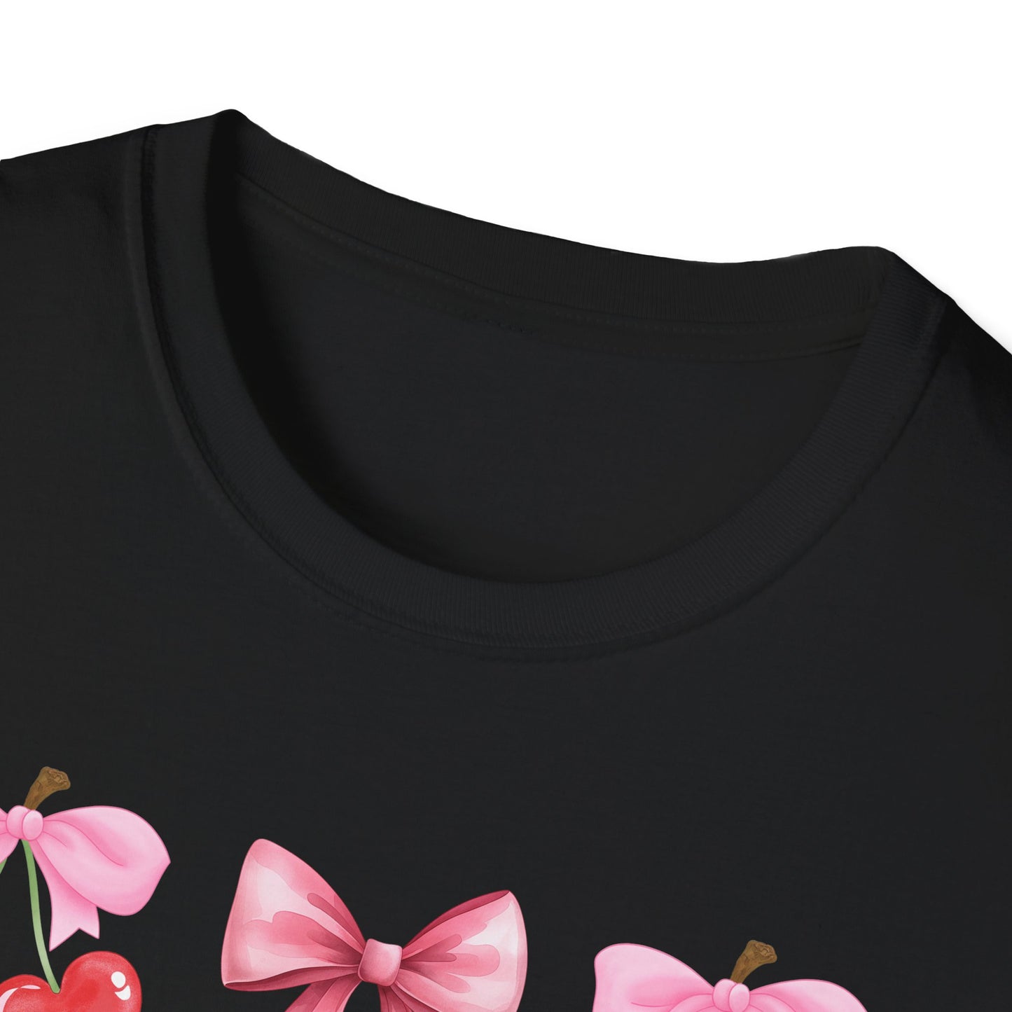 Delightful Pink Bow & Heart Cherry T-Shirt - Adorable Lovecore Aesthetic Tee for Her | Sweet Valentine's Gift