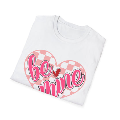 Trendy 'Be Mine' Valentine's T-Shirt | Cute Pink Checkerboard Heart Tee | Retro Y2K Love Gift for Her