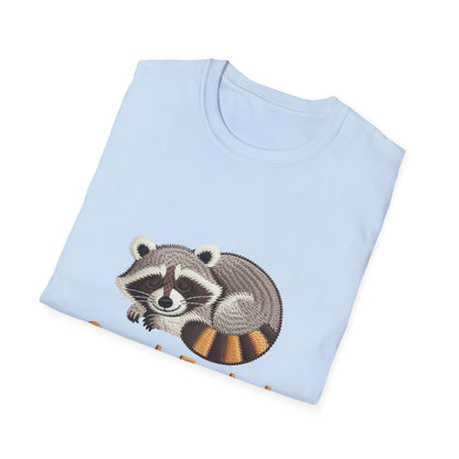 Adorable "Snack Fueled" Sleeping Raccoon T-Shirt | Cozy Animal Lover Tee - Perfect Funny Gift for Foodies & Nappers!