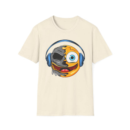 Mind-Blowing Melting Emoji Skull Headphones T-Shirt - Awesome Music Lover DJ Rave Tee